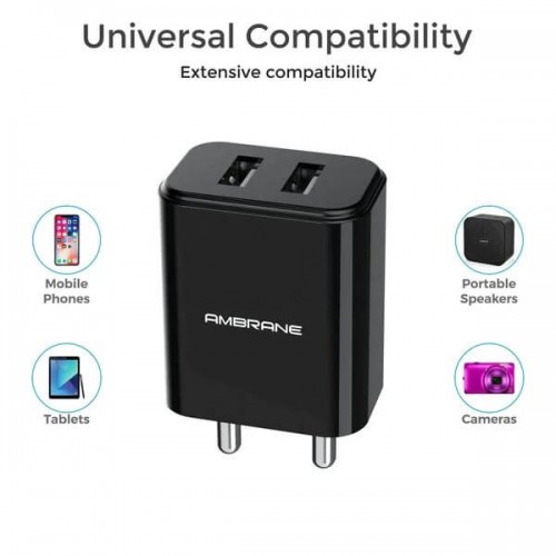 Ambrane AWC-74 Dual USB Port Fast Mobile Charger