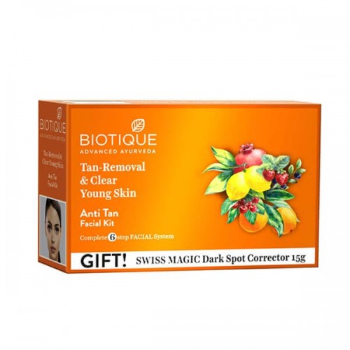 Biotique Bio Papaya Scrub 75g + Bio Saffron Nourishing Day Cream 50g + Bio Anti Tan Facial Kit 65gm Combo Pack