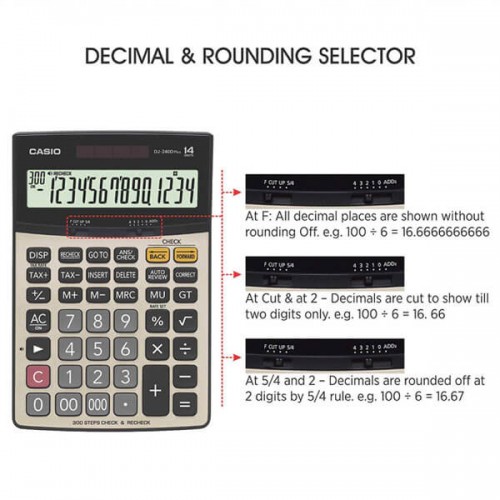 Casio DJ-240D Plus 300 Steps Check and Correct Premium Desktop Calculator 