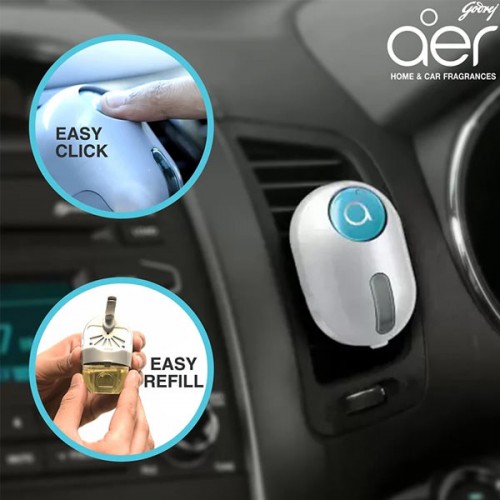 Godrej aer click, car vent air freshener kit cool surf blue 10g