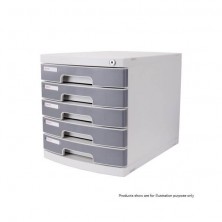 Plastic File Cabinet 5 layer with Lock, Gray