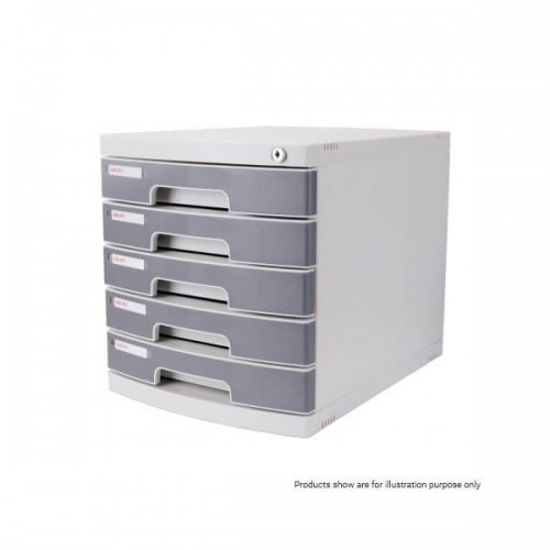 Plastic File Cabinet 5 layer with Lock, Gray