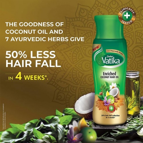 Dabur Vatika Enriched Coconut Hair Oil 300ml Free Dabur Sanitize Soap 75g